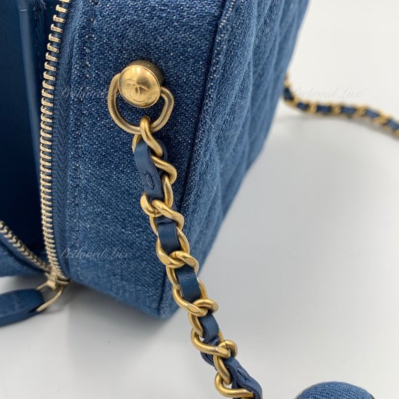 Authentic CHANEL Denim Pearl Crush Camera Bag - Picture 12 of 16